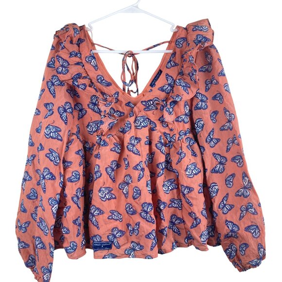 Simply Southern Top Womens Sz M Butterfly Blouse Festival Flowy Beachy Boho - Picture 1 of 7